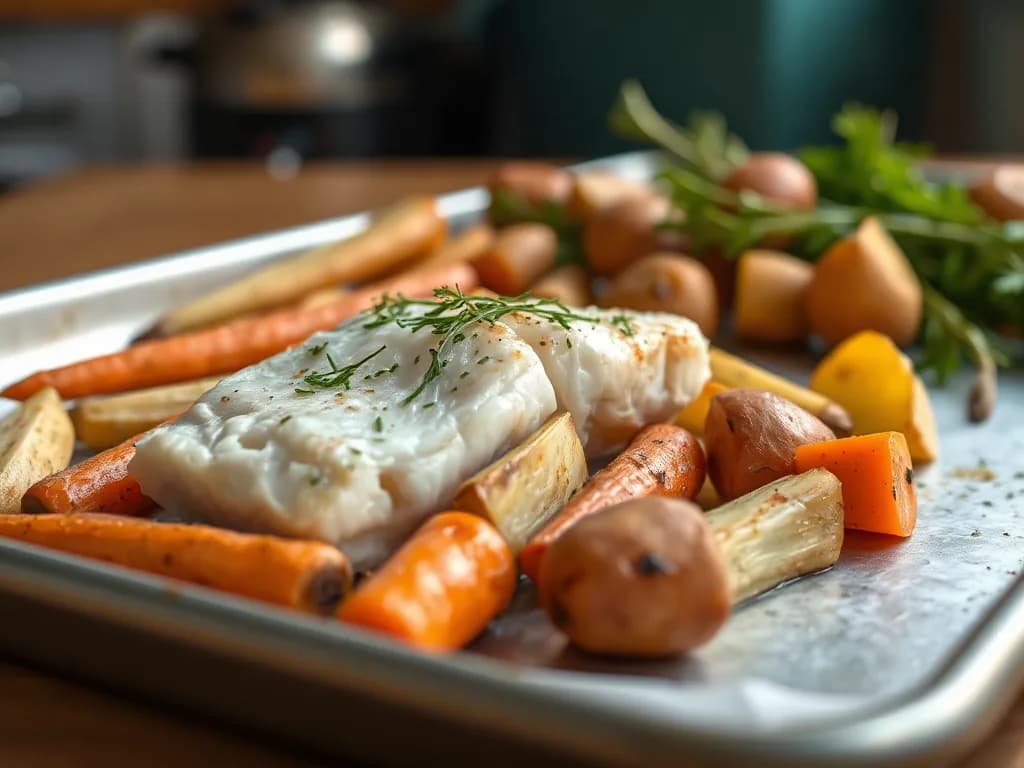 Roasted Cod with Root Vegetables