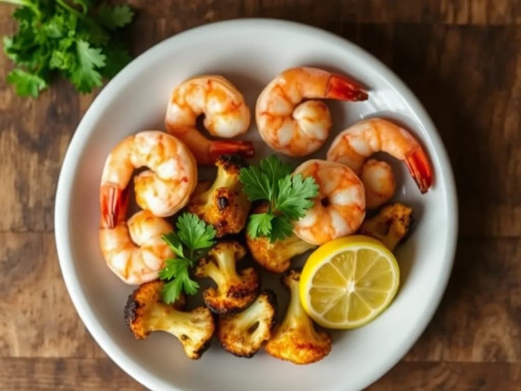 Zesty Garlic Butter Shrimp with Roasted Cauliflower