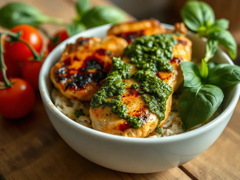 Fresh Chicken and Spinach Pesto Bowl
