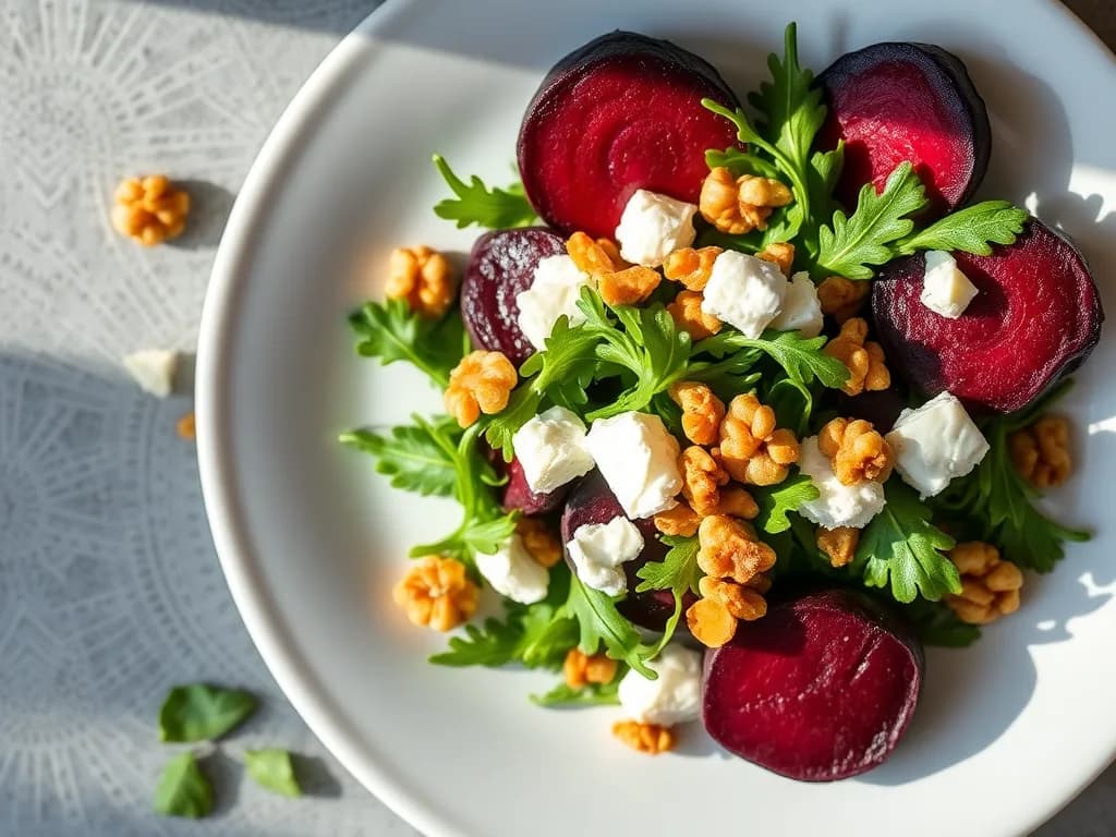 Roasted Beet Salad with Goat Cheese and Walnuts