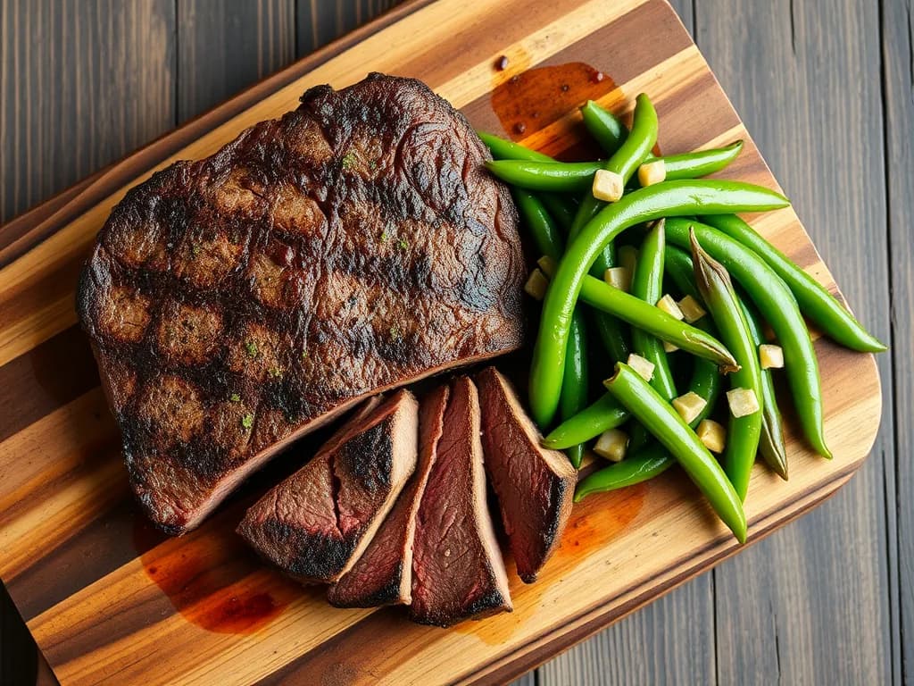 Pan-Seared Steak with Garlic-Sautéed Green Beans