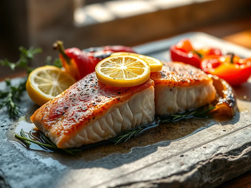 Lemon-Herb Salmon with Blistered Peppers