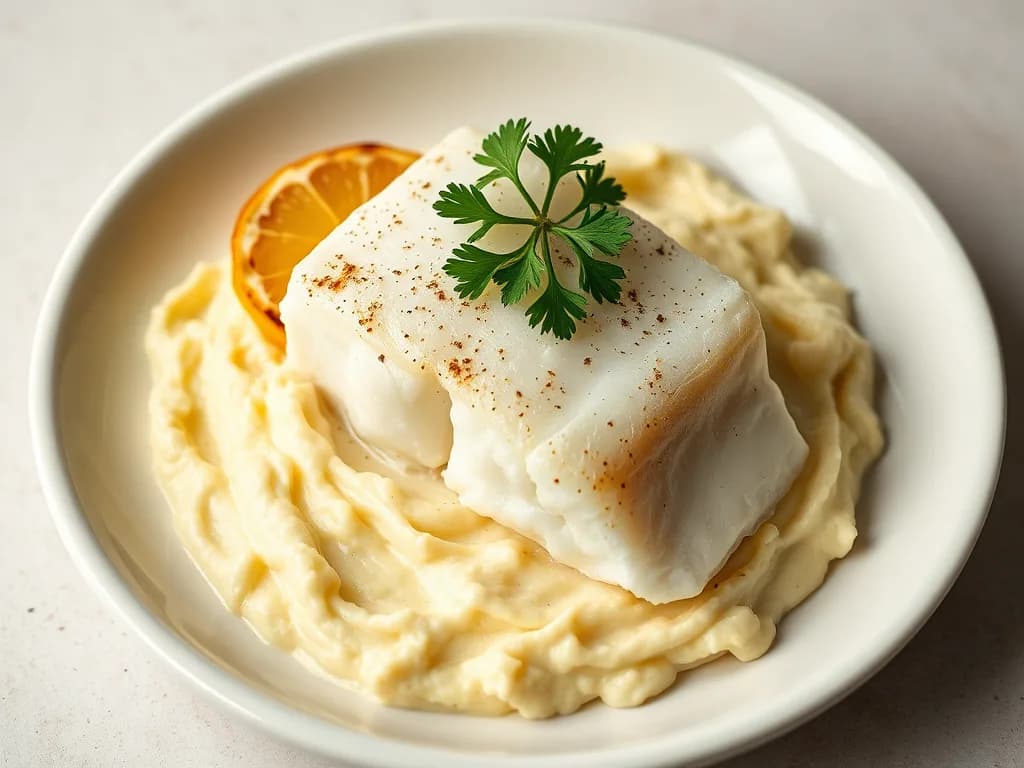 Baked Cod with Garlic-Herb Cauliflower Mash