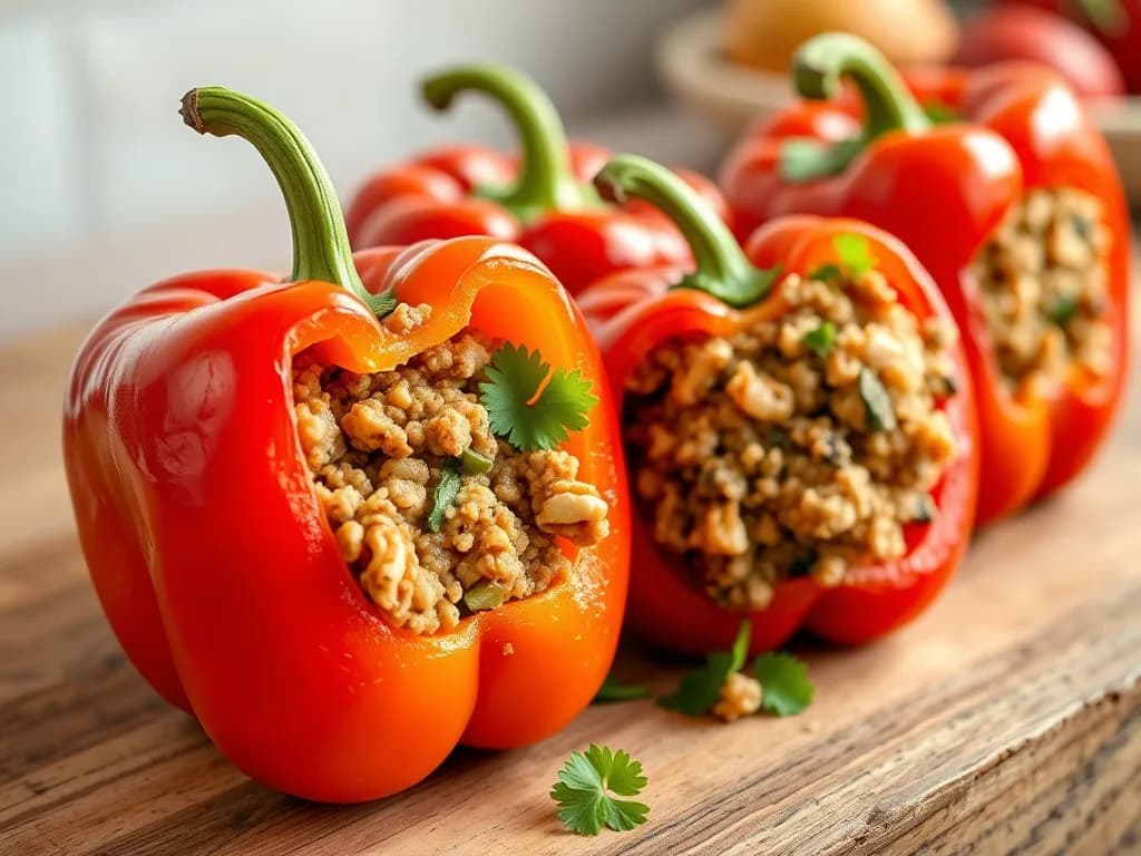 Hearty Walnut and Quinoa Stuffed Bell Peppers