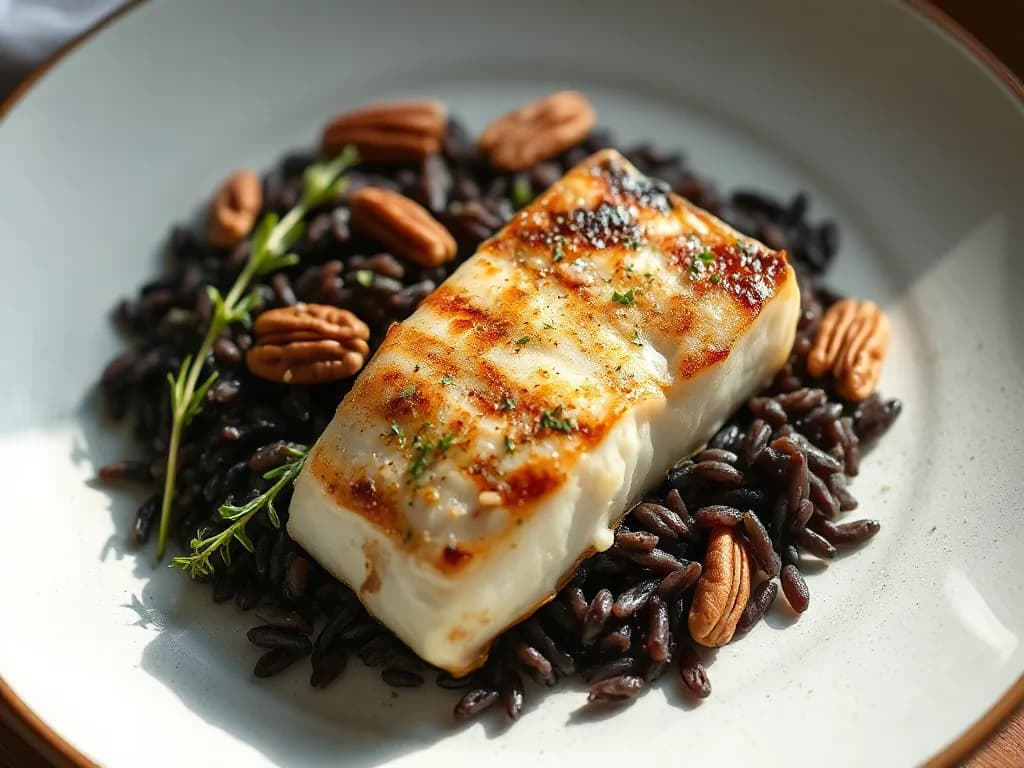 Pan-Seared Cod with Wild Rice Pilaf