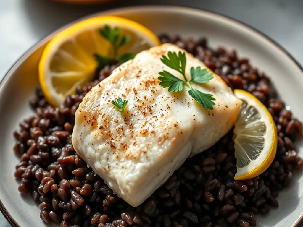 Pan-Seared White Fish with Lemon-Herb Wild Rice