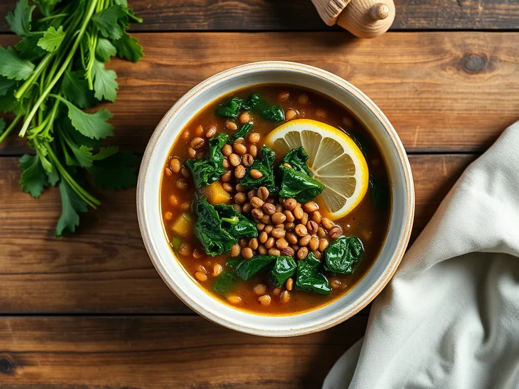 Hearty Lentil Soup with Garden Greens