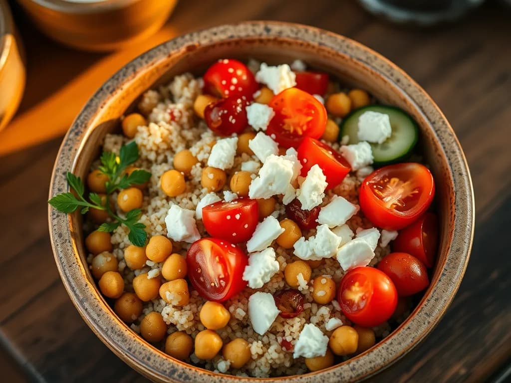 Mediterranean Quinoa Bowl with Crispy Chickpeas