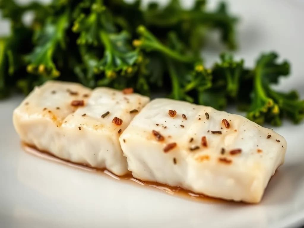Seared White Fish with Steamed Kale
