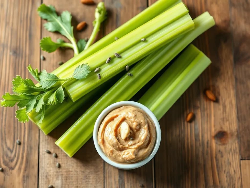Crunchy Celery with Creamy Almond Butter