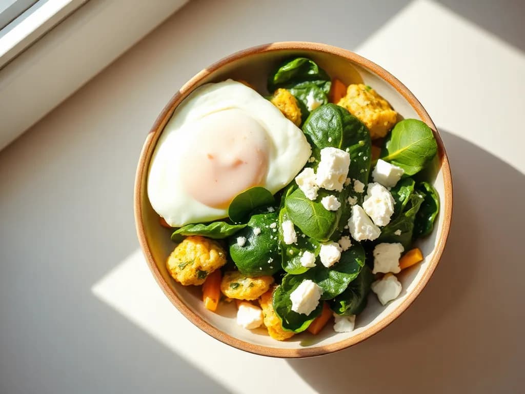 Light & Spinach and Feta Egg White Scramble