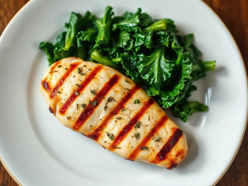 Grilled Lemon-Herb Chicken Breast with Steamed Kale