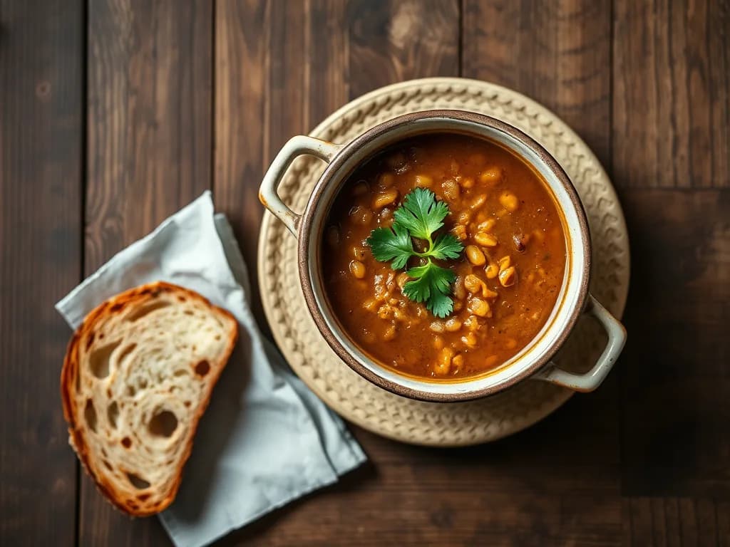 Hearty Lentil Soup with Crusty Sourdough