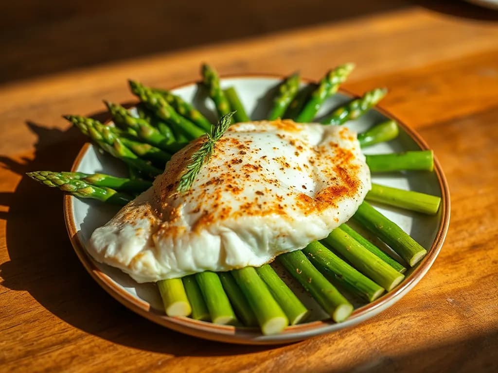 Pan-Seared Wild-Caught Cod with Steamed Asparagus