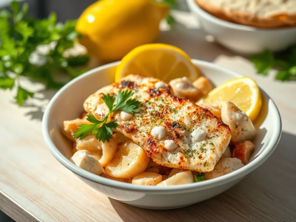 Lemon Garlic Grilled Cod Bowls