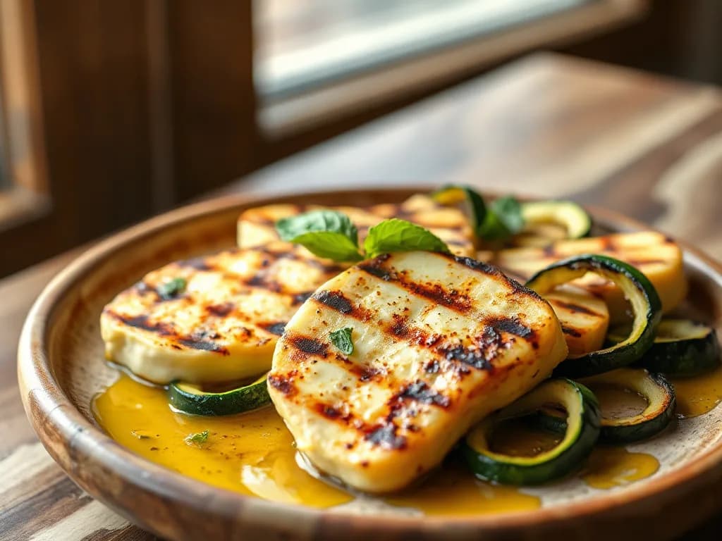 Grilled Halloumi with Roasted Zucchini