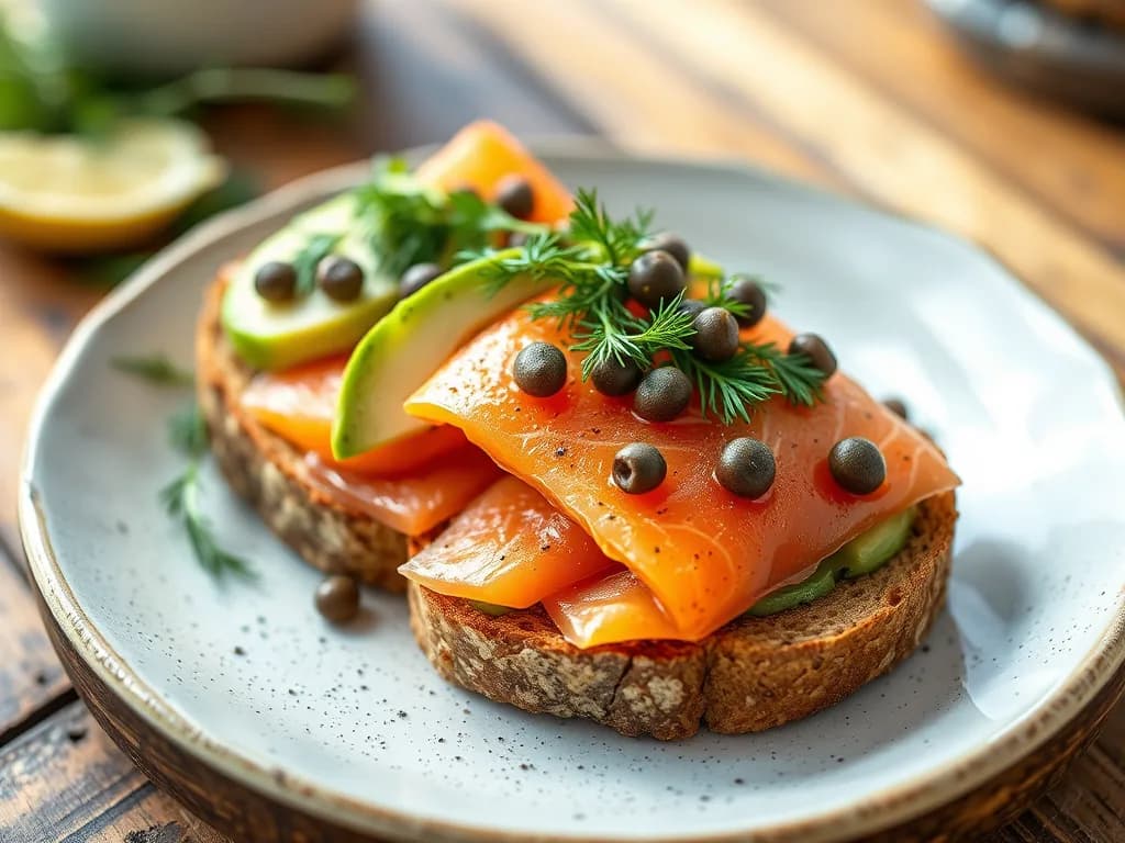 Smoked Salmon & Avocado Whole-Grain Toast