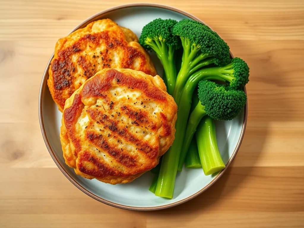 Crispy Salmon Cakes with Steamed Broccoli