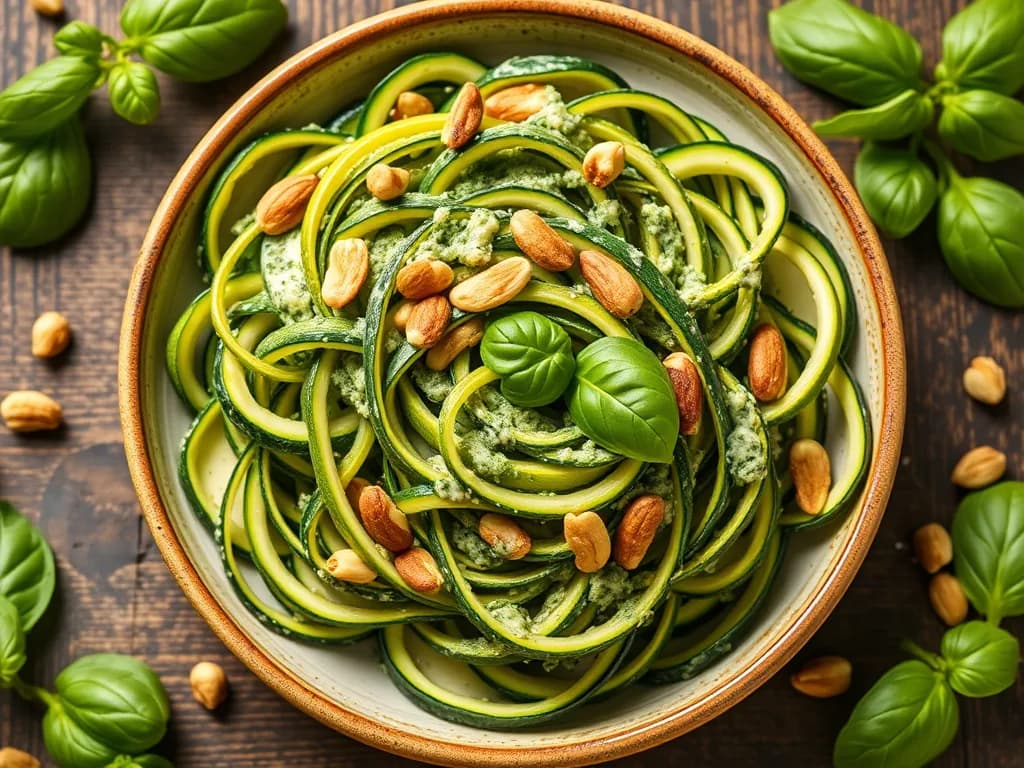 Zucchini Noodles with Creamy Pesto