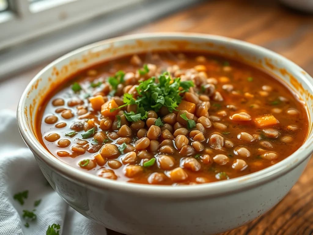 Hearty Lentil Stew with Fresh Garden Herbs