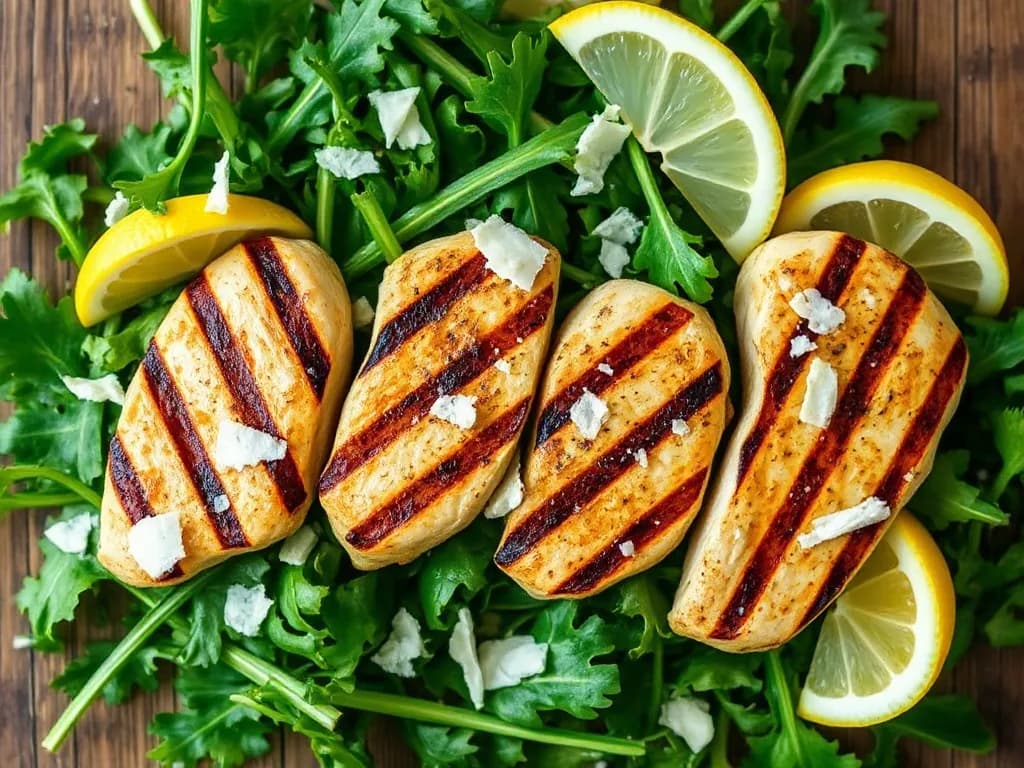 Grilled Lemon-Herb Chicken with Fresh Arugula