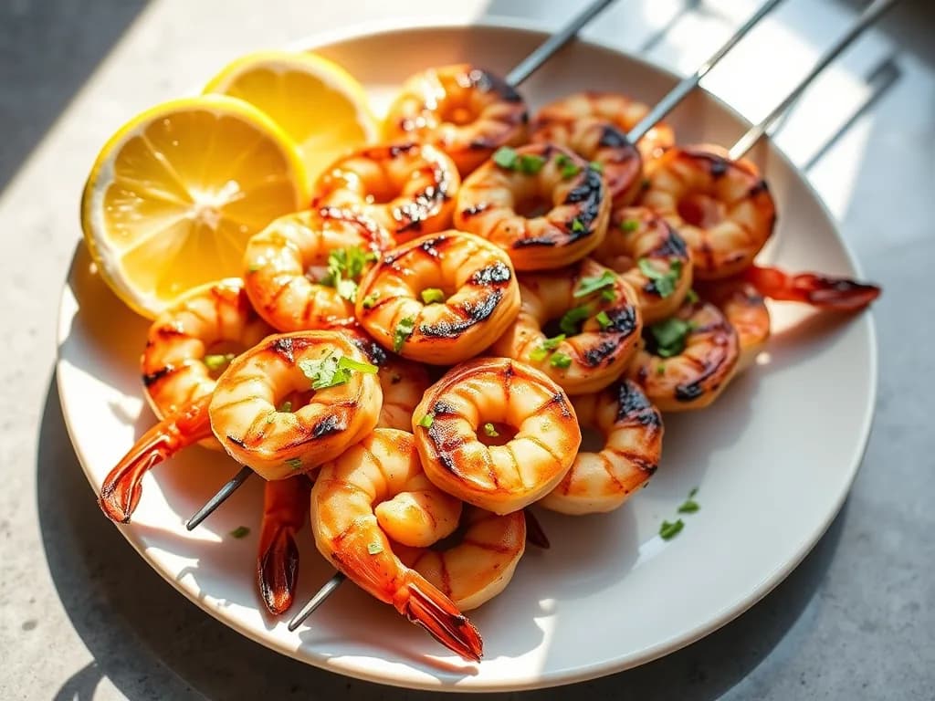 Zesty Lemon-Garlic Grilled Shrimp Skewers