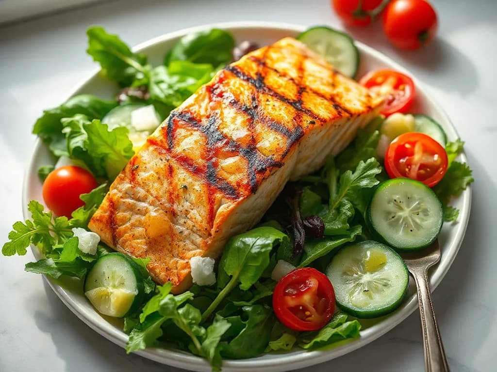 Grilled Salmon Salad with Lemon Vinaigrette