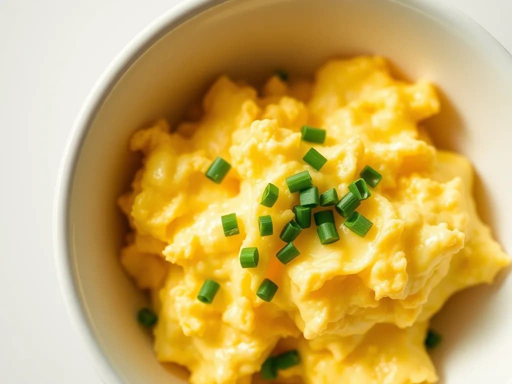 Silky Scrambled Eggs with Fresh Chives and Avocado Oil
