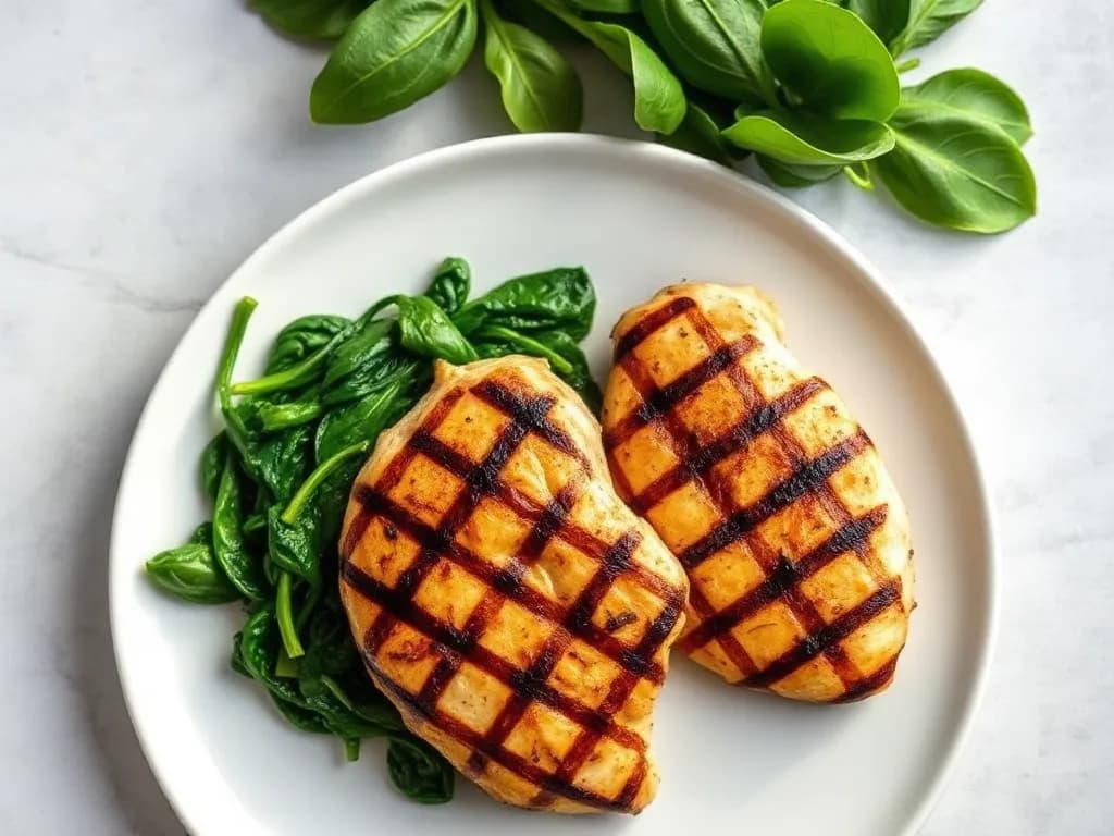 Grilled Lemon-Butter Chicken with Wilted Spinach