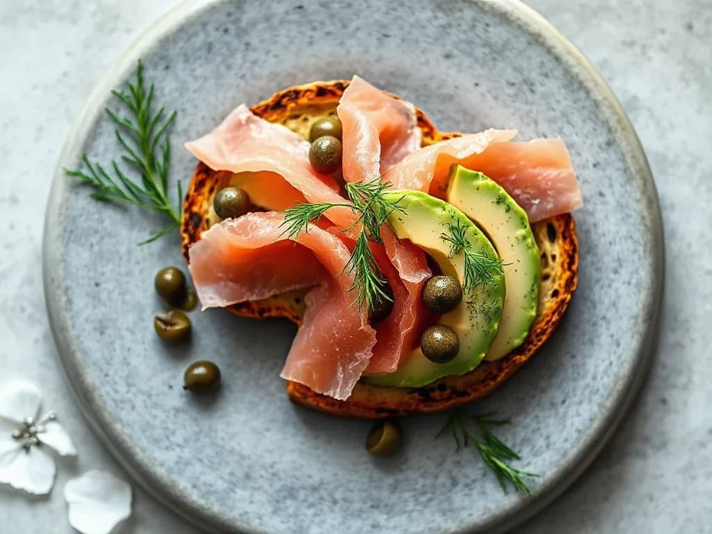 Smoked Salmon on Toasted Whole-Grain Bread