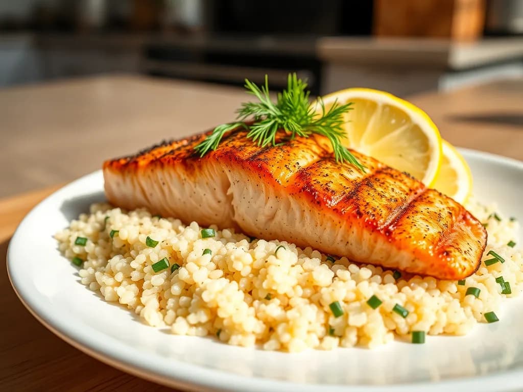 Grilled Lemon-Herb Salmon with Fluffy Quinoa