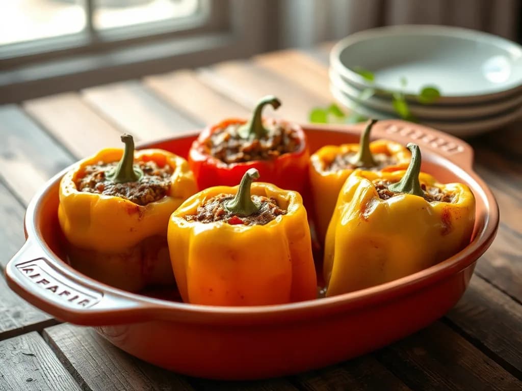 Hearty Ground Turkey & Quinoa Stuffed Bell Peppers