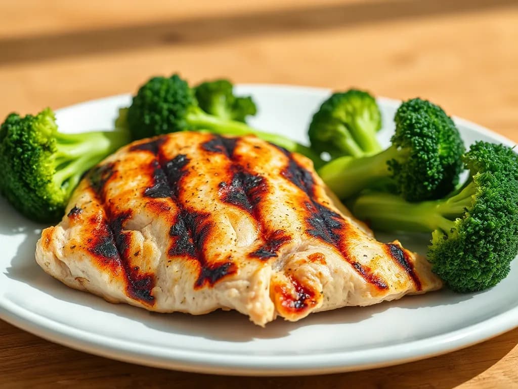 Perfectly Grilled Chicken Breast with Steamed Broccoli