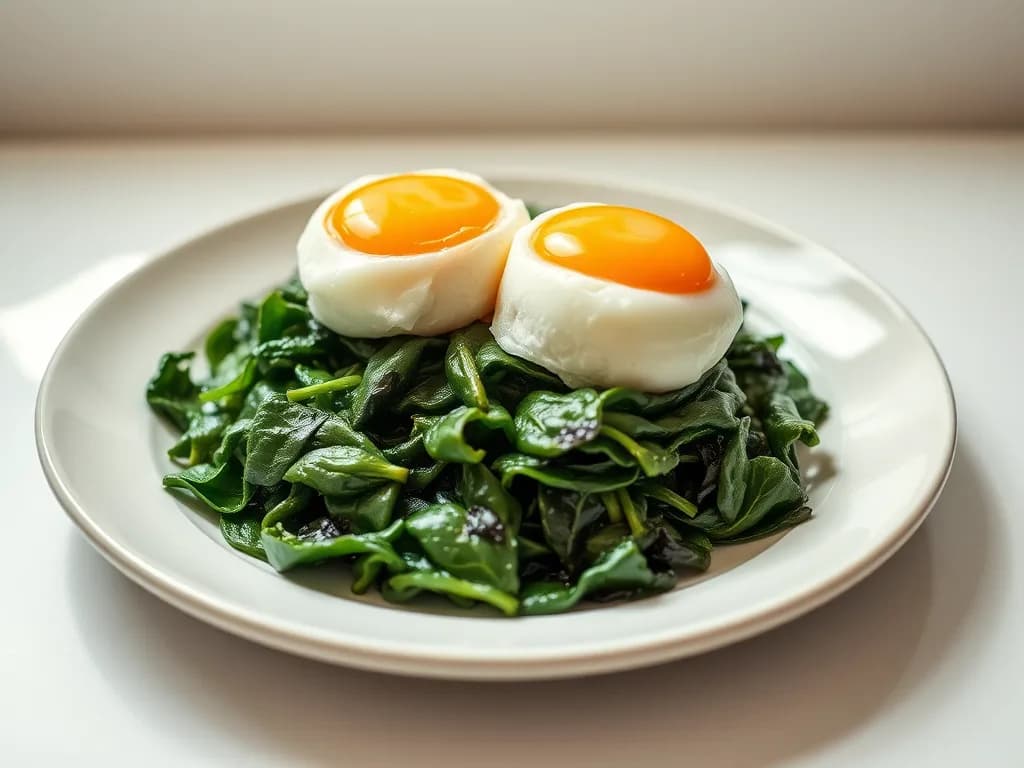 Perfectly Poached Eggs with Wilted Spinach