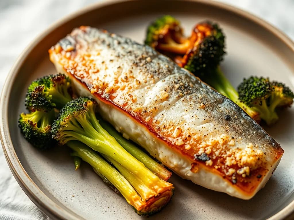 Pan-Seared Trout with Garlic-Roasted Broccoli