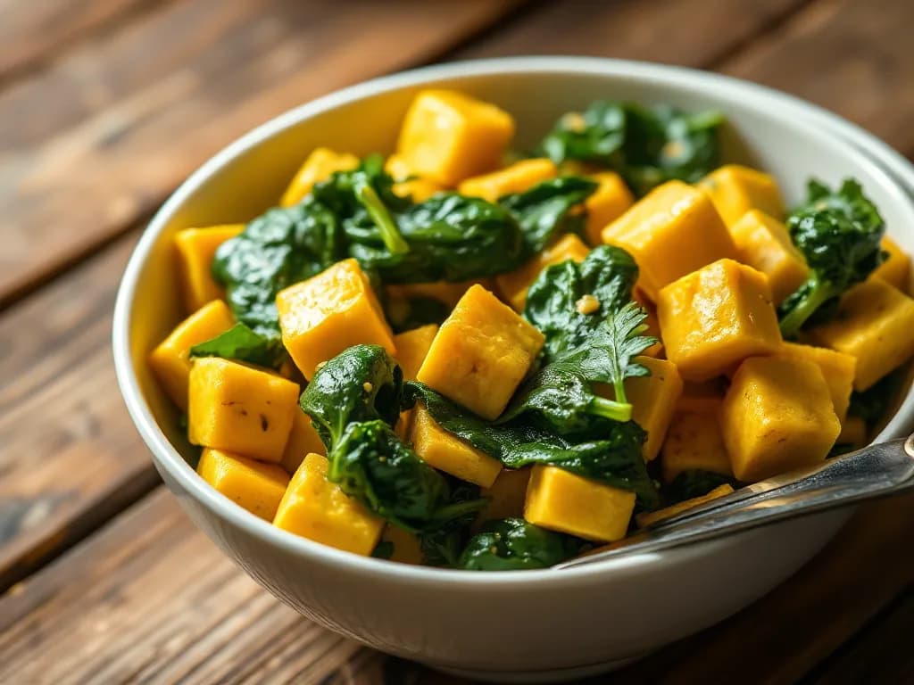 Tofu Scramble with Spinach and Nutritional Yeast
