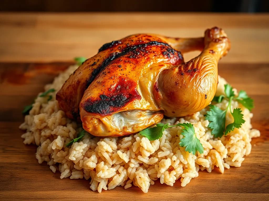 Simple Herb-Roasted Chicken with Fluffy Brown Rice