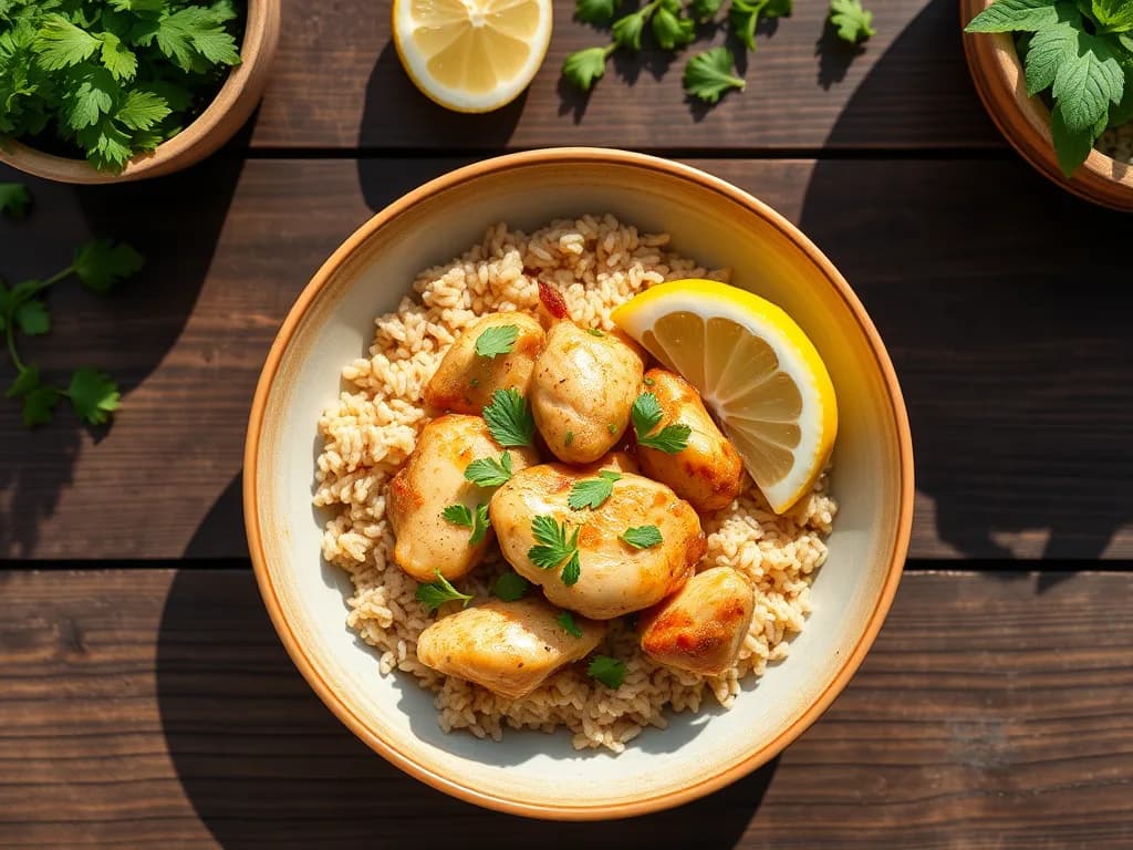 Lemon-Herb Chicken and Brown Rice Bowl