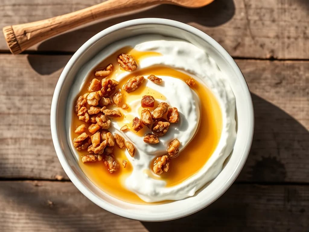 Greek Yogurt with Raw Honey and Toasted Walnuts
