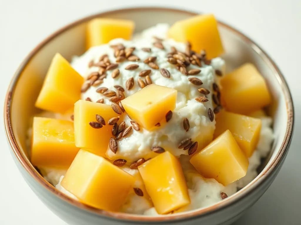 Cottage Cheese with Pineapple and Hemp Seeds
