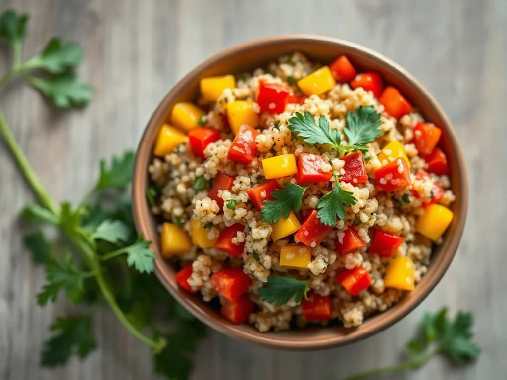 Fresh Quinoa Tabbouleh with Diced Bell Peppers