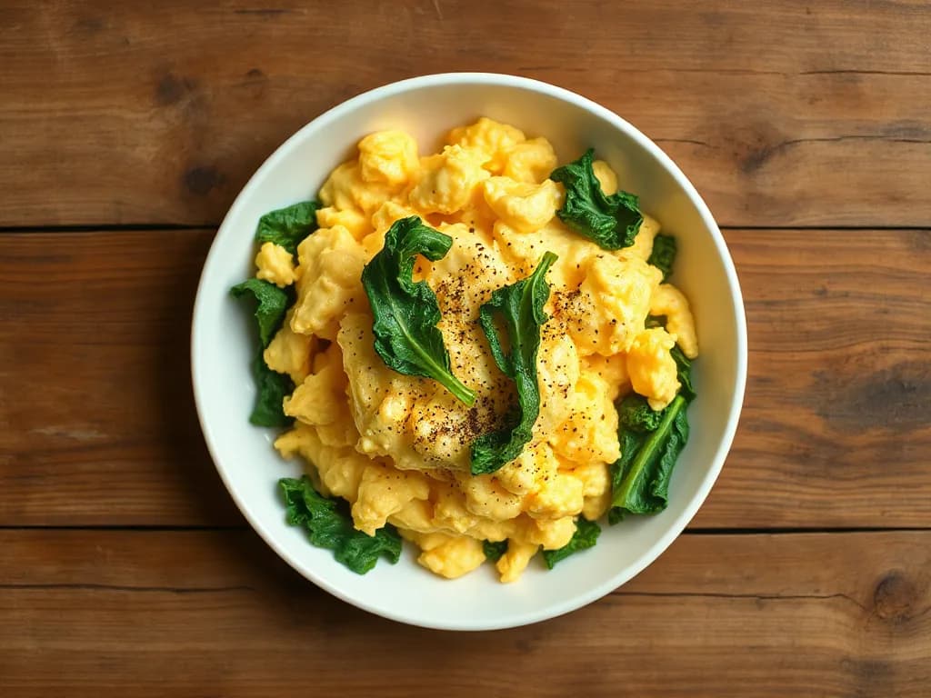 Garden-Fresh Scrambled Eggs with Sautéed Kale