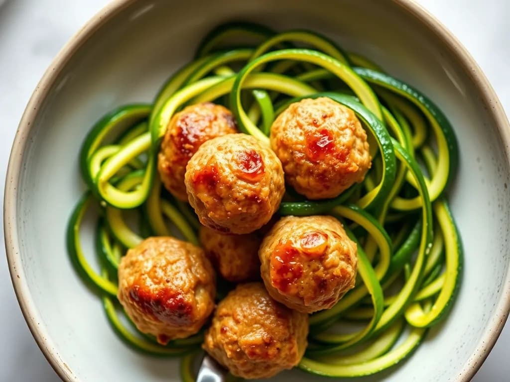 Light & Savory Turkey Meatballs with Sautéed Zucchini
