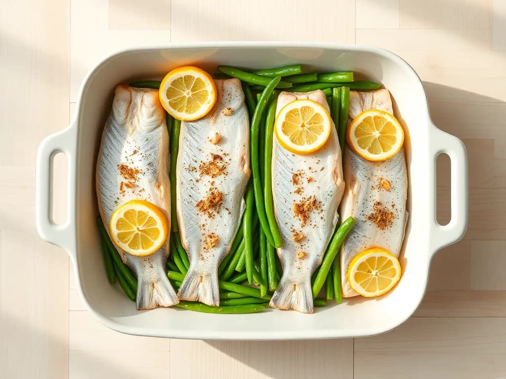 Slow-Baked White Fish with Tender Green Beans