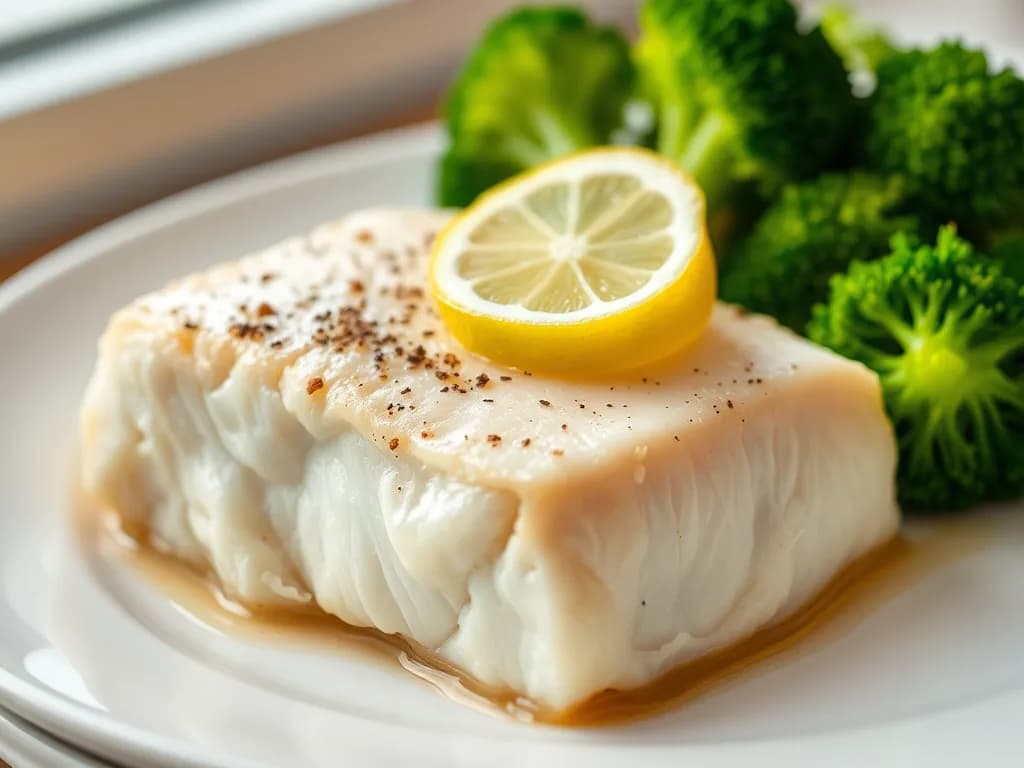Poached Cod with Steamed Broccoli