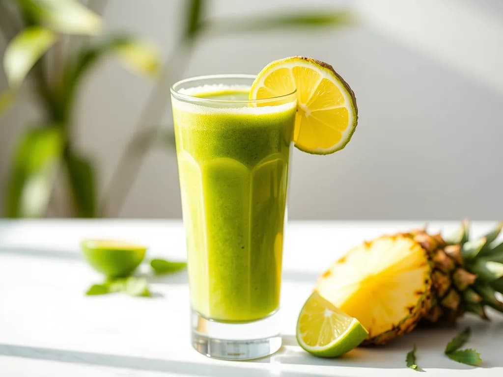 Kale, Pineapple, and Ginger Green Smoothie