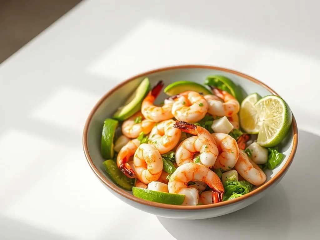 Grilled Lime-Cilantro Shrimp Salad with Avocado