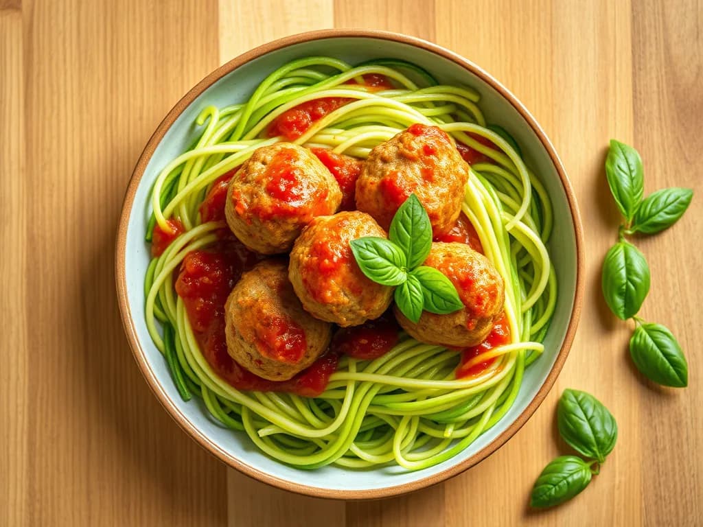 Lean Turkey Meatballs with Fresh Zucchini Noodles