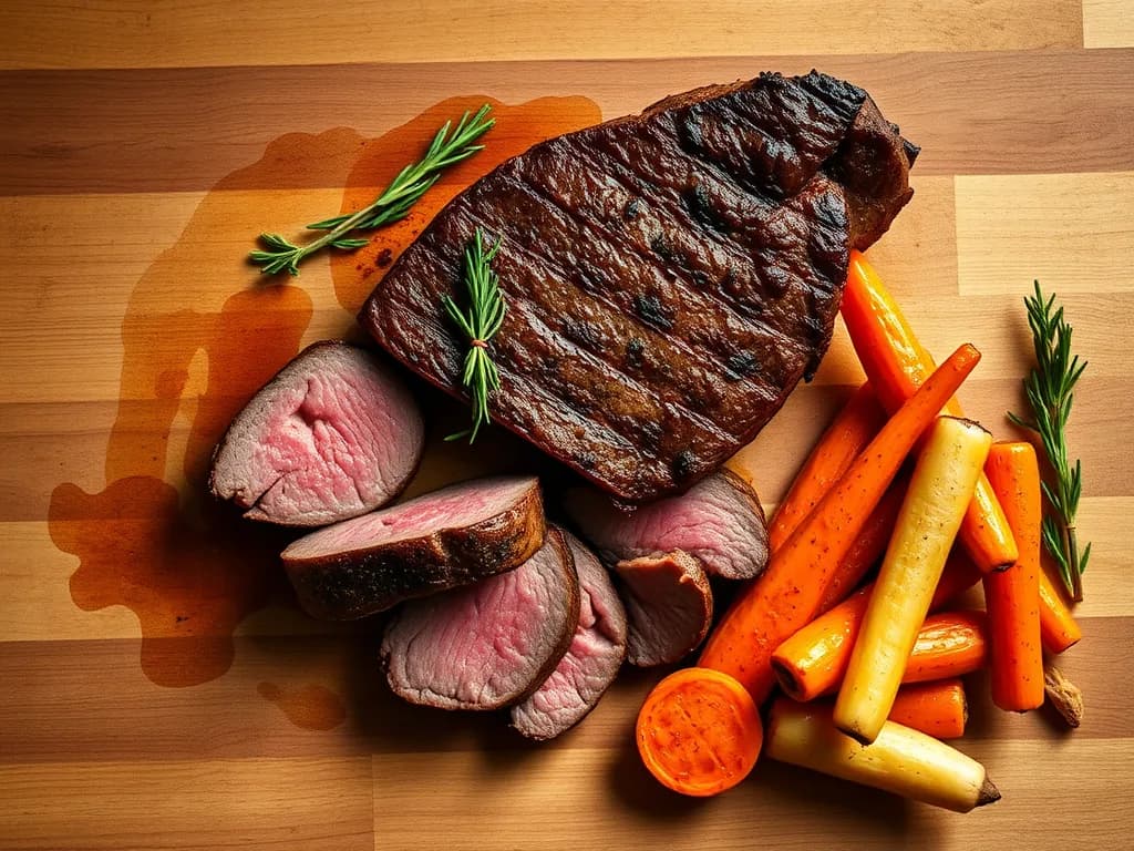 Grilled Sirloin with Roasted Root Vegetables