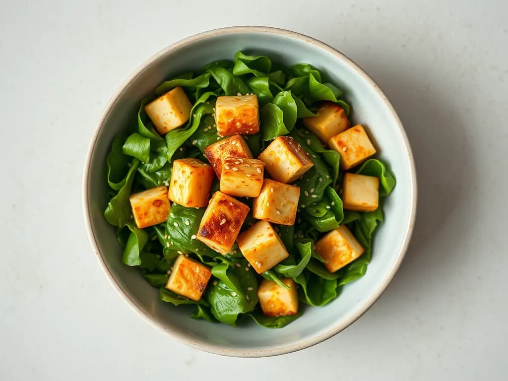 Grilled Tofu and Sesame Mixed Greens